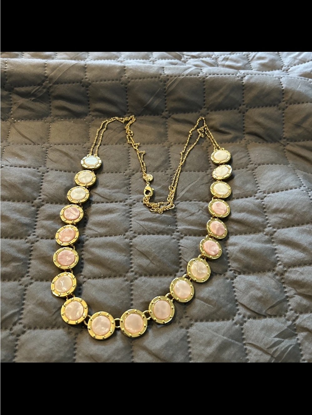 Talbots Gold-Tone Pink and Cream Shell Necklace